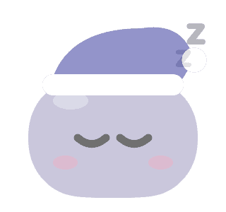 A lilac critter in a nightcap, asleep