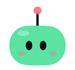 A green critter with an antenna, wide awake